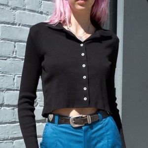 Brandy Melville Black Long sleeve Caroline Top